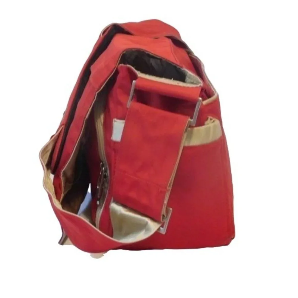 Jujube Classic Messenger 'Be All' Diaper Bag with Changing Pad in Red / Gold